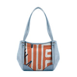 Blue Leather Tote Bag We