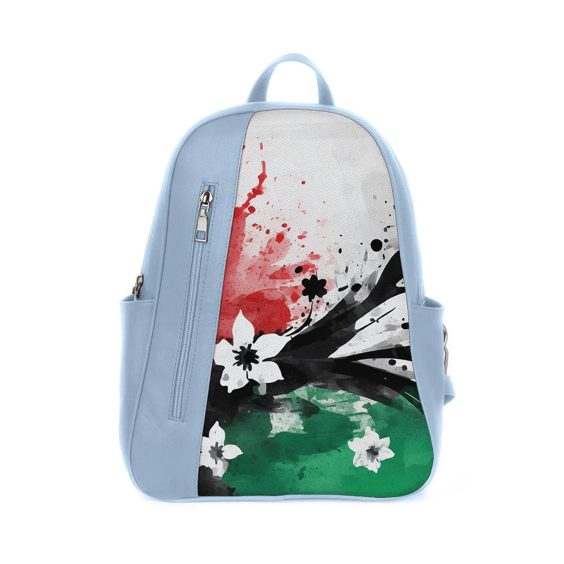 Blue Mixed Backpack Palestine sail – شنطة ظهر خروج مرسوم عليها فلسطين، من ورا – ECADRA