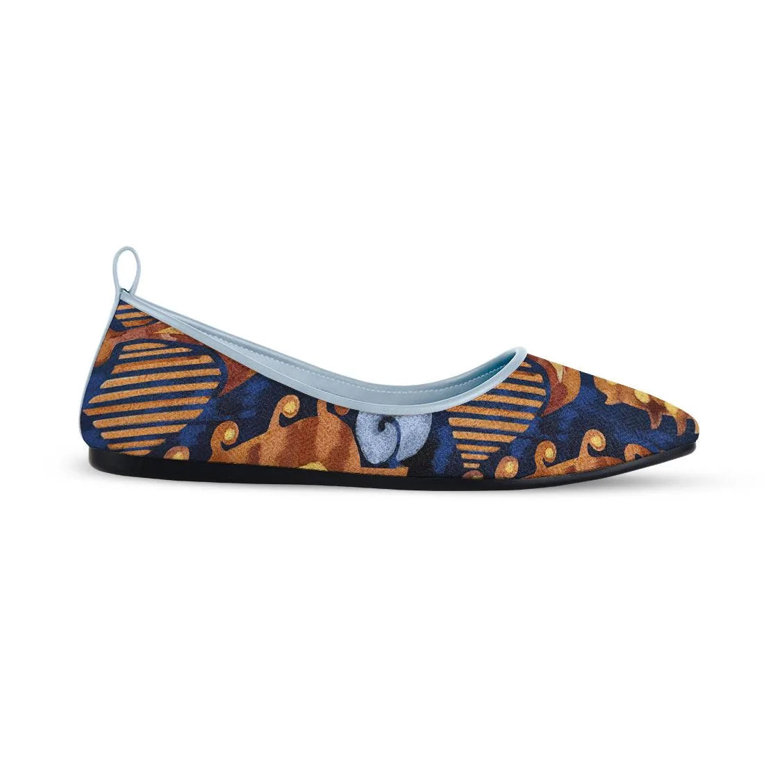 Blue Round Toe Shoe Gold garden - CANVAEGYPT