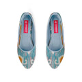 Blue Round Toe Shoe Purple blossom