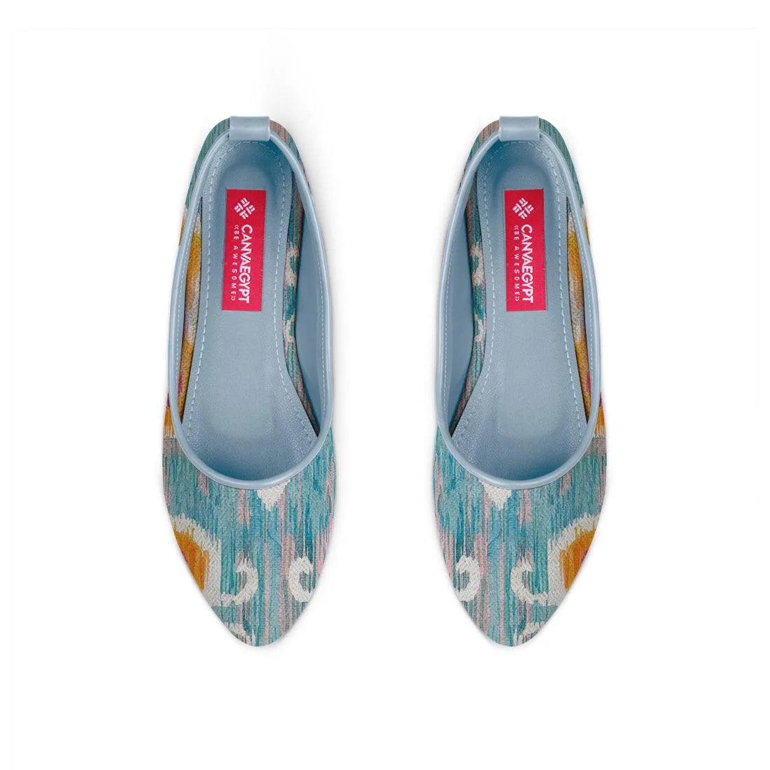 Blue Round Toe Shoe Purple blossom - CANVAEGYPT