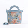 Blue Top Handle Handbag Roses