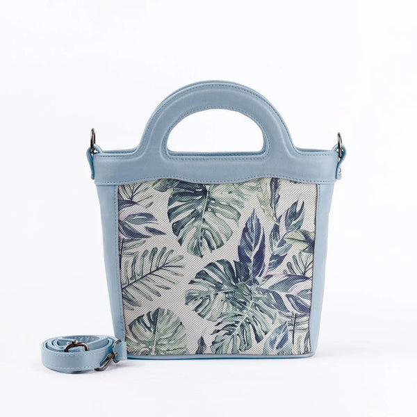 Blue Top Handle Handbag Watercolor tropical - 1