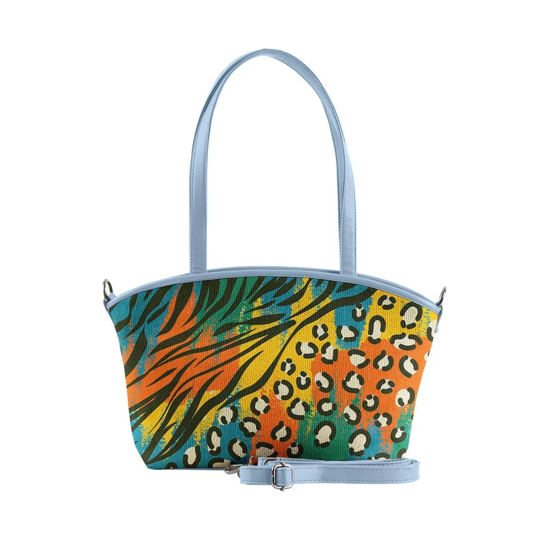 Blue Wide Tote Bag African Colors - CANVAEGYPT