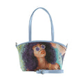 Blue Wide Tote Bag Flamingo Queen