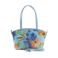 Blue Wide Tote Bag Floral in blue