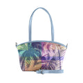 Blue Wide Tote Bag Palm Art