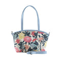 Blue Wide Tote Bag Roses Art