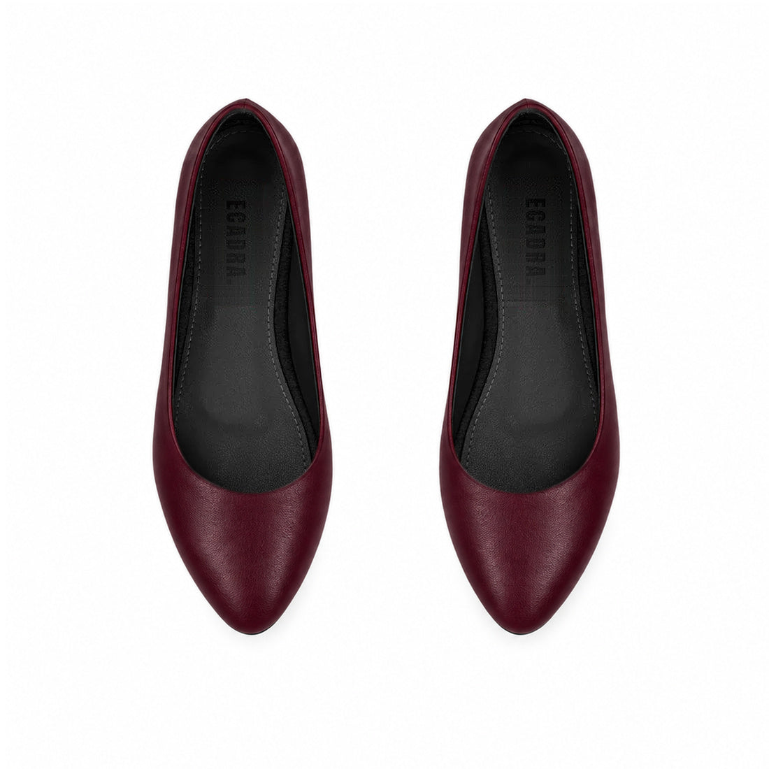 Burgundy Solid Round Toe – كوتشي فلات حريمي جلد نبيتي – ECADRA