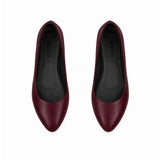 Burgundy Solid Round Toe – كوتشي فلات حريمي جلد نبيتي – ECADRA