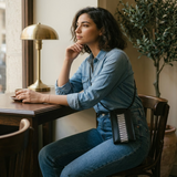 Black Minimalist Stitch Zigzag Phone Crossbody Bag – Hands-Free & Bold