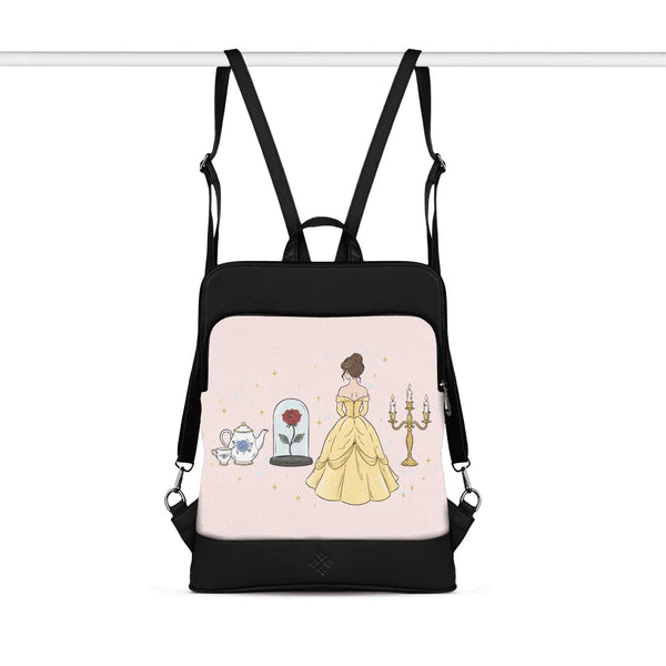 Black Laptop Backpack Belle Enchanted Rose Aesthetic - 1