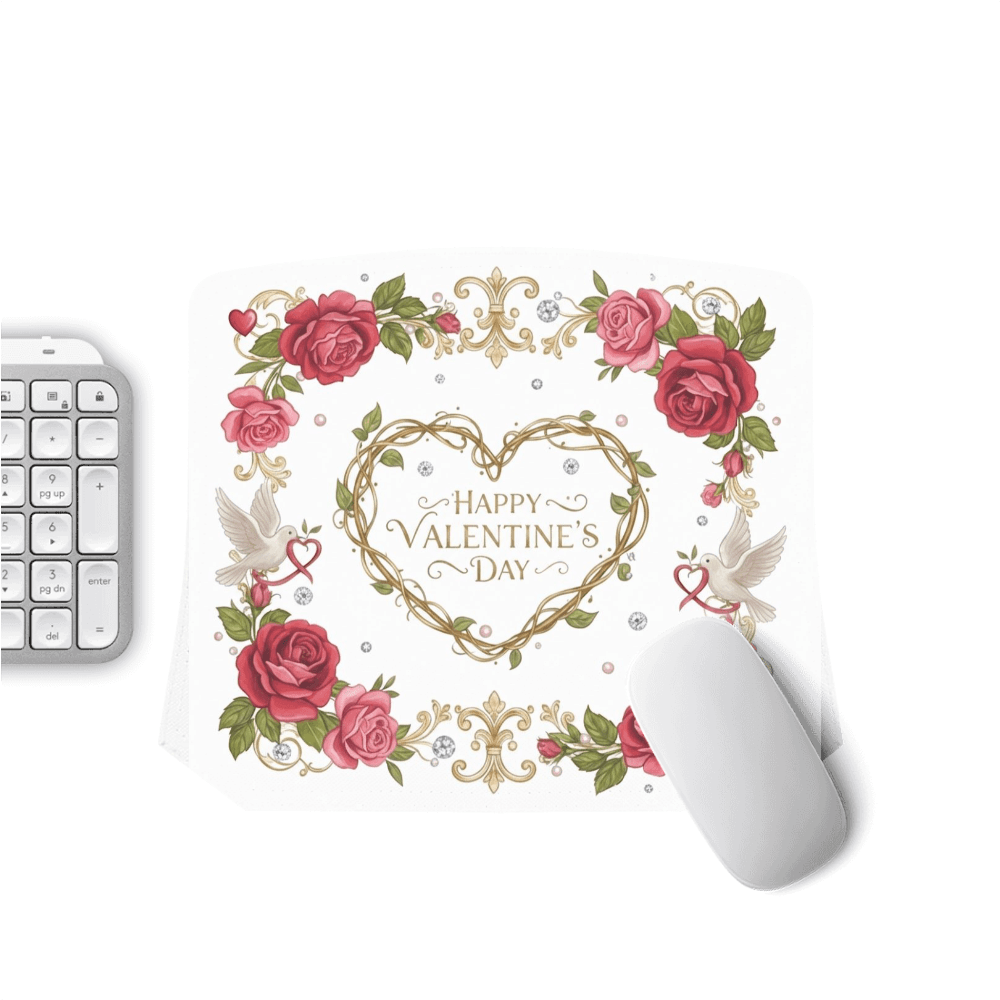 Pixel Pad Romantic Vintage Valentine's Day Roses Heart Dove Design - 1
