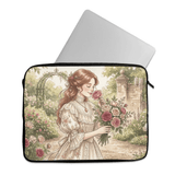 Laptop Sleeve Aesthetic Victorian Rose Garden Watercolor Print - 1
