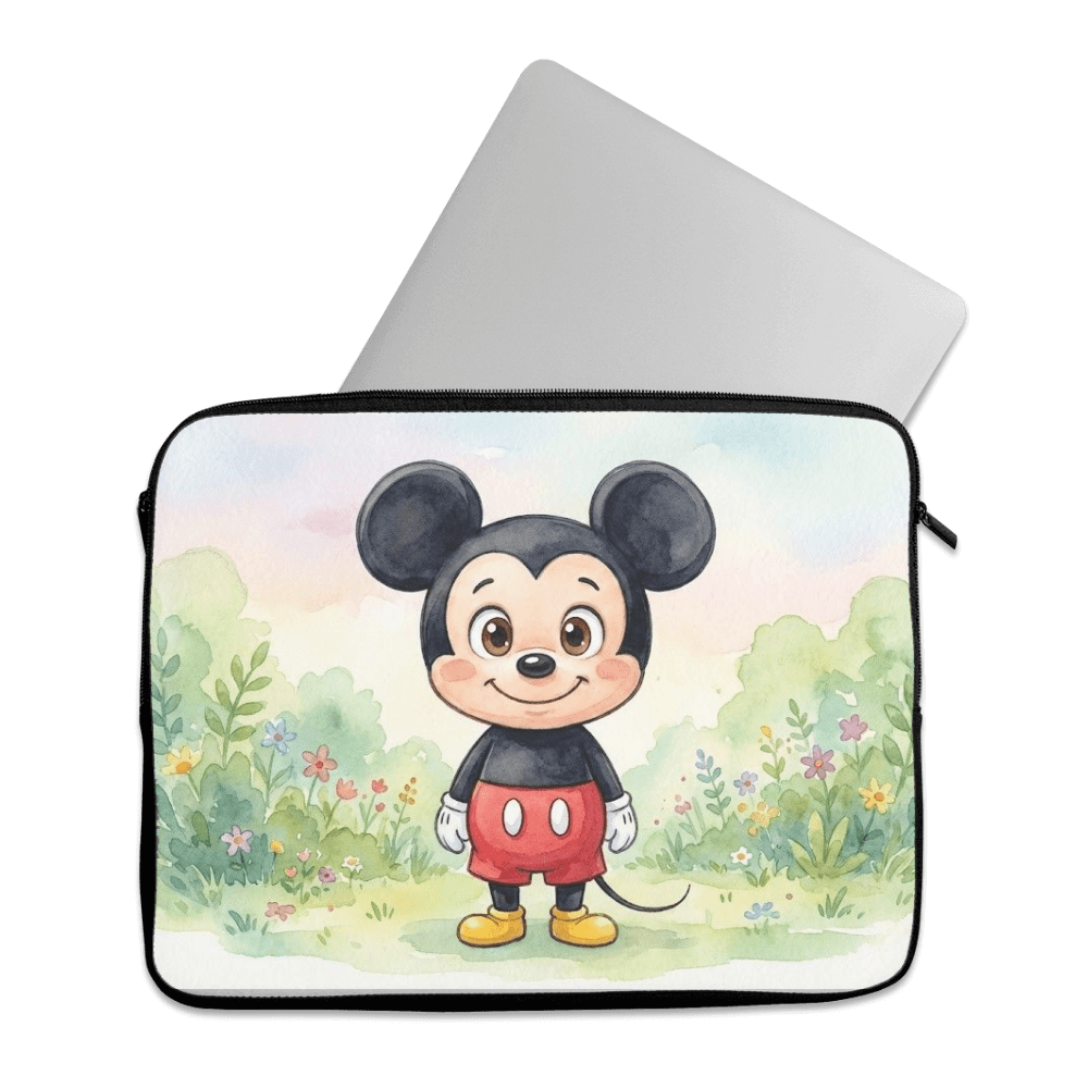 Laptop Sleeve Watercolor Mickey Mouse in Spring Garden - 1
