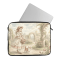 Laptop Sleeve Whimsical Vintage Girl with Kitten Roses Garden Art