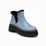 Light Blue Leather Teddy Puffer Boots – هاف بوت فرو حريمي – ECADRA