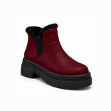 Burgundy Suede Teddy Puffer Boots – هاف بوت شمواه حريمي – ECADRA