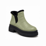 Pistachio Suede Teddy Puffer Boots – هاف بوت شمواه حريمي – ECADRA