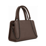 Chic Chain Accent Handbag Chocolate Brown – شنطة يد حريمي بسلسلة جلد صناعي بني شوكولاتة، مايلة – ECADRA
