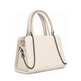 Chic Chain Accent Handbag Ivory – شنطة يد حريمي بسلسلة جلد صناعي أوف وايت، مايلة – ECADRA