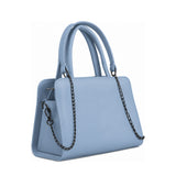 Chic Chain Accent Handbag Light Blue – شنطة يد حريمي بسلسلة جلد صناعي بيبي بلو، مايلة – ECADRA