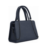 Chic Chain Accent Handbag Navy Blue – شنطة يد حريمي بسلسلة جلد صناعي كحلي، مايلة – ECADRA