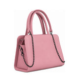 Chic Chain Accent Handbag Rose – شنطة يد حريمي بسلسلة جلد صناعي روز، مايلة – ECADRA