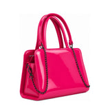 Chic Chain Accent Handbag Fuchsia – شنطة يد حريمي بسلسلة جلد لامع فوشيا، مايلة – ECADRA