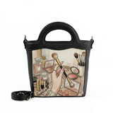 Black Top Handle Handbag Watercolor Makeup Vanity Soft Floral Aesthetic Art - 1
