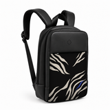 Daybook Backpack – Printed Broken Zebra, three-quarter view – شنطة ضهر لابتوب مطبوعة زيبرا متكسرة، من الجنب – ECADRA
