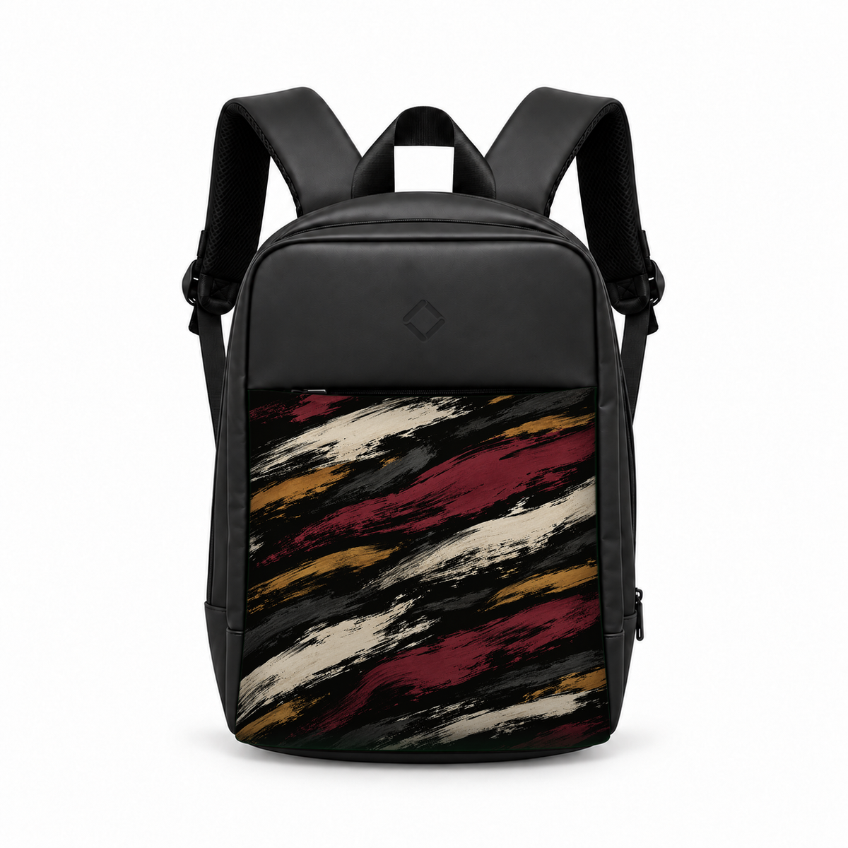 Daybook Backpack – Printed Brush Stripes, from the front – شنطة ضهر لابتوب مطبوعة خطوط فرشاة، من قدام – ECADRA