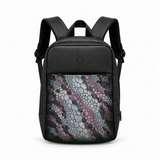 Daybook Backpack – Printed Pastel Reptile, from the front – شنطة ضهر لابتوب مطبوعة جلد زواحف باستيل، من قدام – ECADRA
