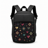 Daybook Backpack – Printed Pixel Stitch, from the front – شنطة ضهر لابتوب مطبوعة غرز بكسل، من قدام – ECADRA