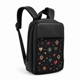 Daybook Backpack – Printed Pixel Stitch, three-quarter view – شنطة ضهر لابتوب مطبوعة غرز بكسل، من الجنب – ECADRA