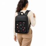 Daybook Backpack – Printed Pixel Stitch, on model – شنطة ضهر لابتوب مطبوعة غرز بكسل، على الموديل – ECADRA