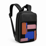 Daybook Backpack – Printed Retro Blocks, three-quarter view – شنطة ضهر لابتوب مطبوعة مربعات ريترو، من الجنب – ECADRA