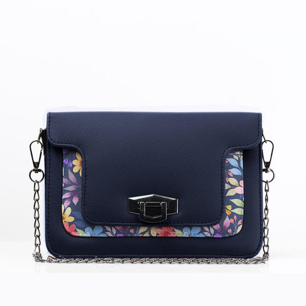 DB Mini Embossed Chain Bag Purple Floral - CANVAEGYPT
