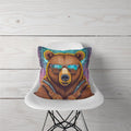Decorative Pillow Brown Bear Cyberpunk