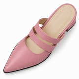 Double Strap Mules Rose – ميول حريمي بكعب جلد صناعي روز، من فوق – ECADRA