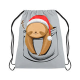 Drawstring Bag Sloth in a pocket Xmas - CANVAEGYPT