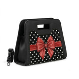 Black Chic Peek Handbag Polka Dot Red Bow