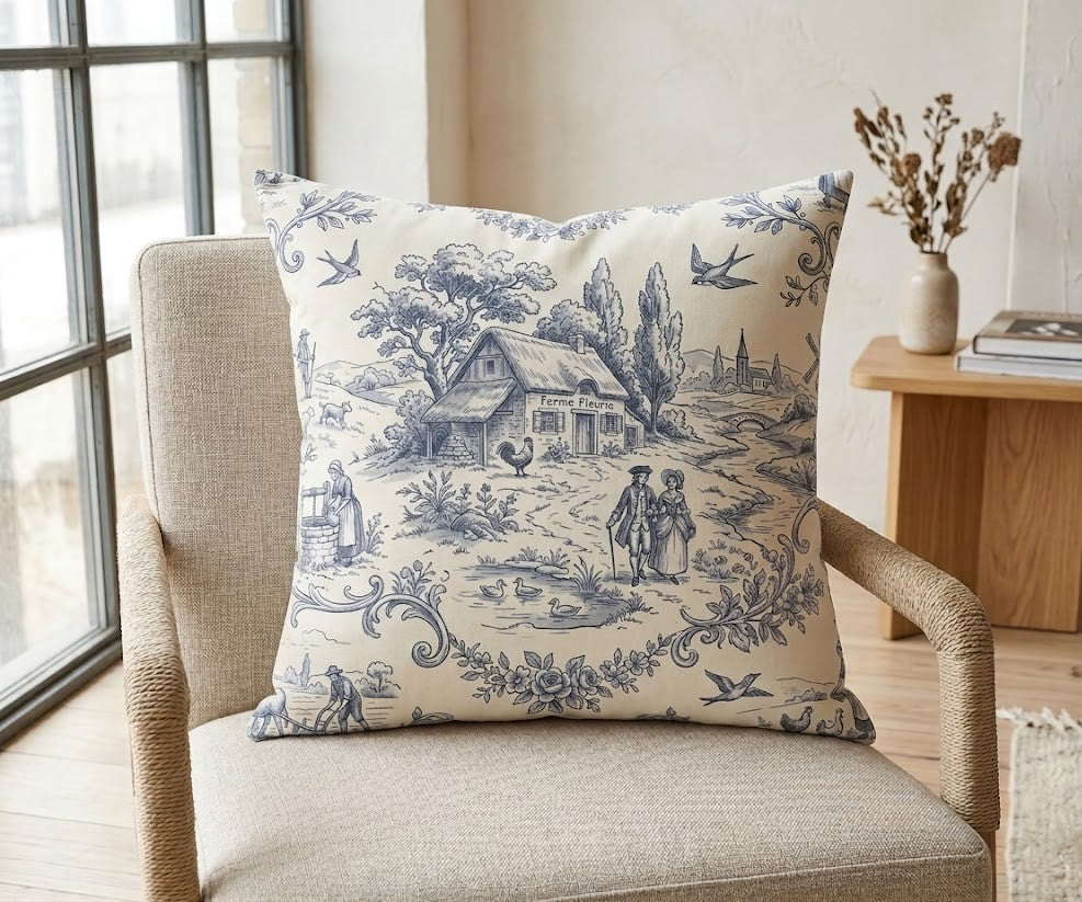 Decorative Pillow Toile de Jouy French Country Pattern - 2