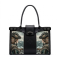 Black Double Handle Victorian Seaside Elegance Lady and Sea