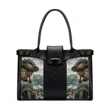 Black Double Handle Victorian Seaside Elegance Lady and Sea