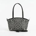 Black Wide Tote Black and White Geometric Pattern Minimalist
