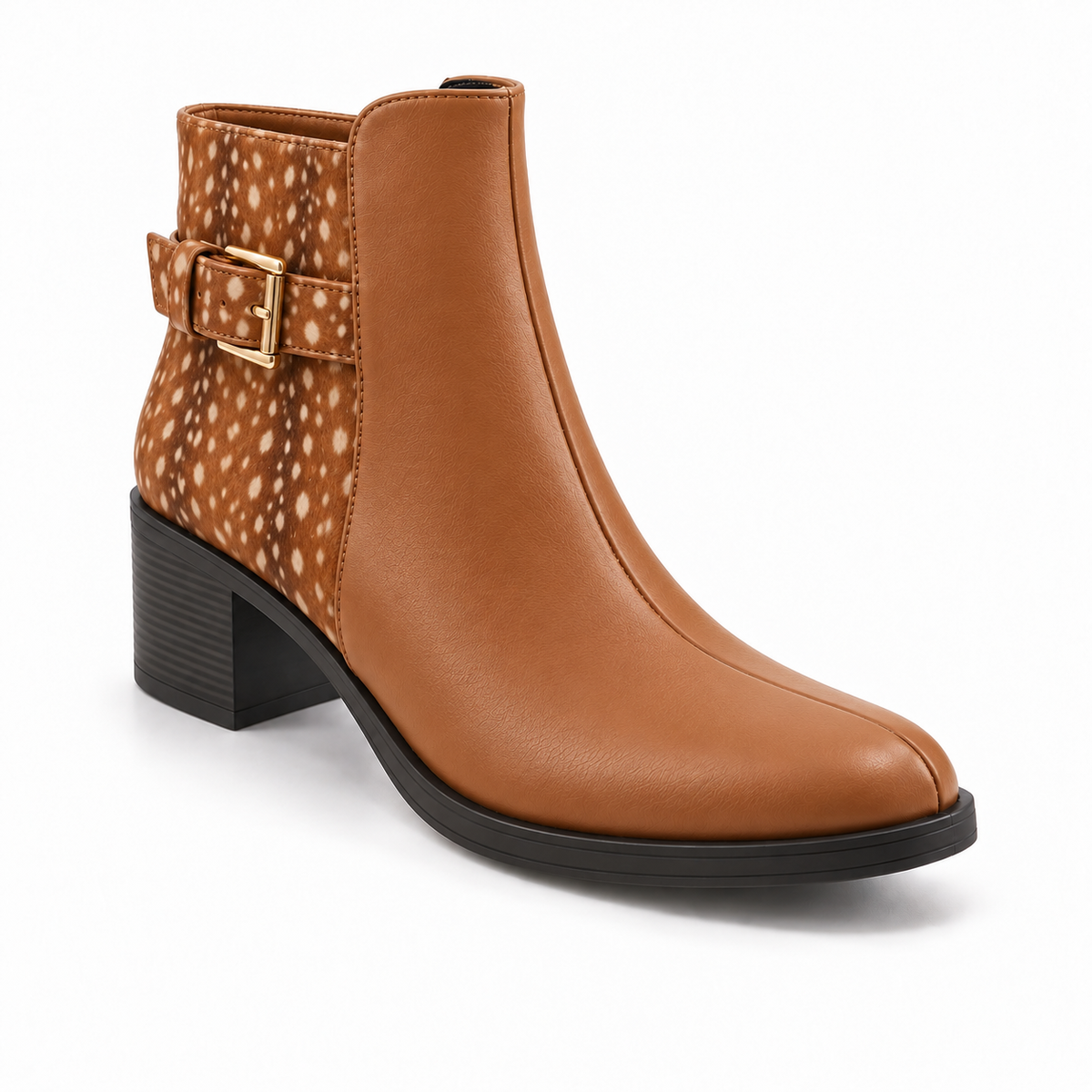 Fawn Print Buckle Ankle Boots – Small Spots print – ECADRA