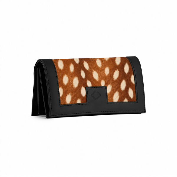 Black Sleek Elegance Fold Wallet Fawn – Large Spots print – ECADRA