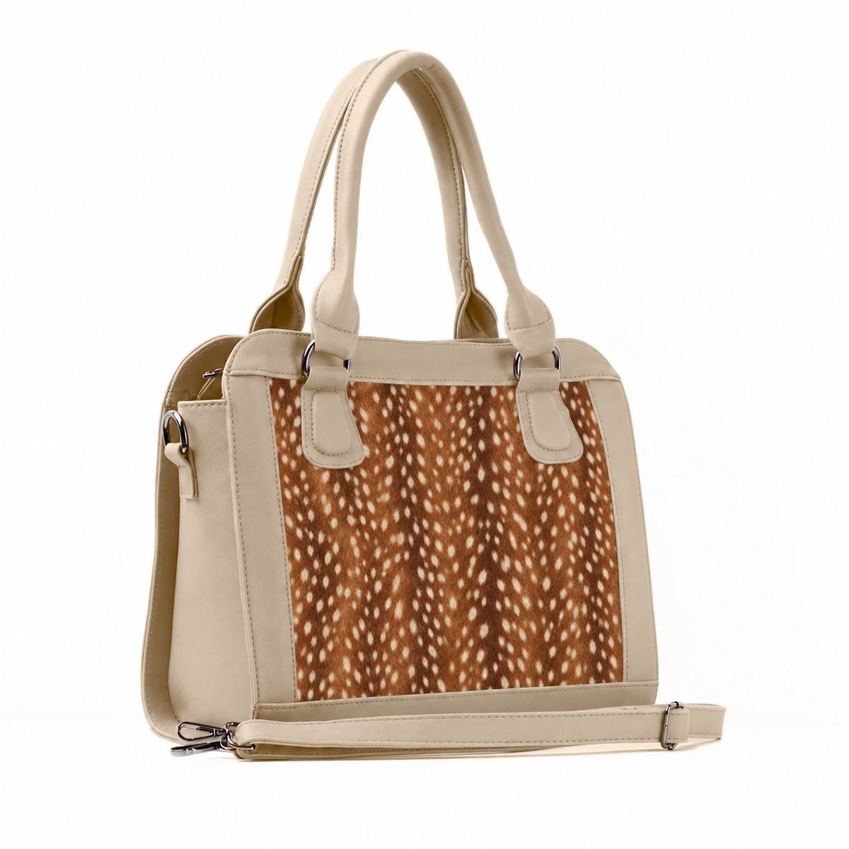 Beige Travel Hobo Bag Fawn – Small Spots print – ECADRA