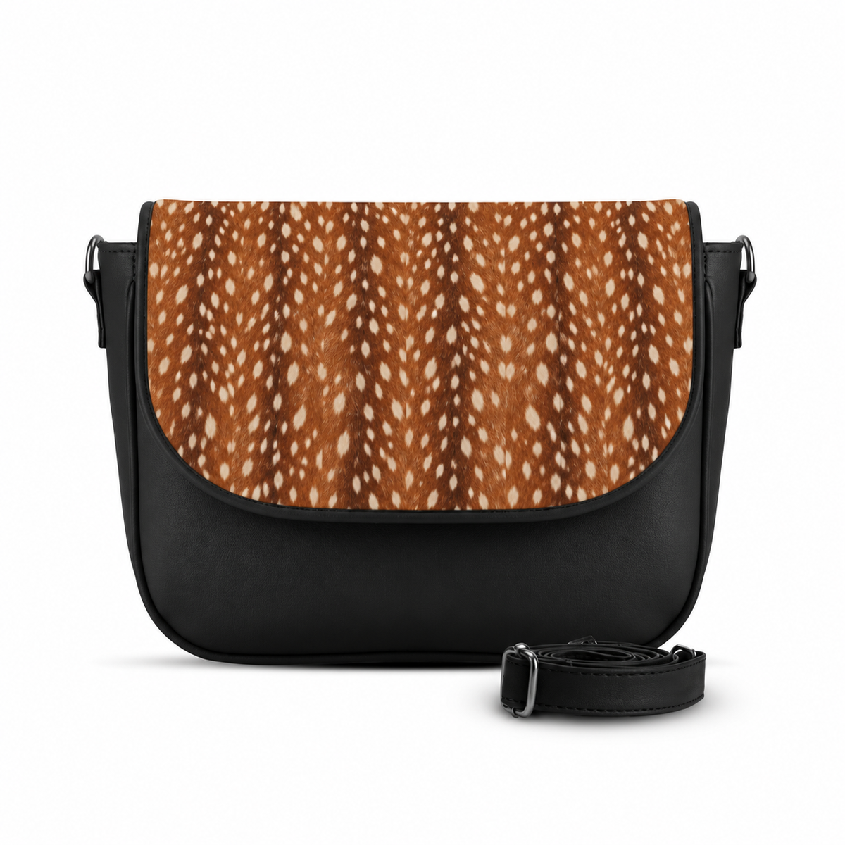 Black Messenger Crossbody Fawn – Small Spots print – ECADRA